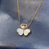 HAPPY HEART WING MOP PINK GOLD PEDANT NECKLACE