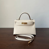 HM KELLY MINI 19 WHITE EPSOM GOLD HARDWARE