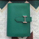 BEARN COMPACT WALLET 12 IN GREEN FOREST EPSOM LEATHER