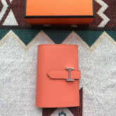 BEARN COMPACT WALLET 12 IN PUMPKIN ORANGE EPSOM LEATHER