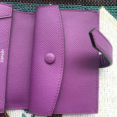 BEARN COMPACT WALLET 12 IN VIOLET PURPLE EPSOM LEATHER