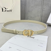 DIOR 25S BELT 20 MM IN BEIGE WHITE CALFSKIN WITH GOLD HARDWARE 590776