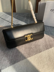 CHAIN SHOULDER BAG CLAUDE 33 IN BLACK CALFSKIN GOLD HARDWARE