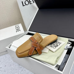 LW GATE BROWN BELTED MULE CAMEL CALFSKIN