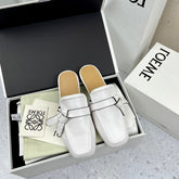 LW GATE BELTED MULE WHITE CALFSKIN