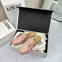 LW GATE BELTED MULE LIGHT PINK CALFSKIN