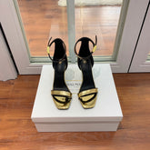 BALMAIN 25S UMA HEELED SANDALS 105MM IN GOLD CALFSKIN