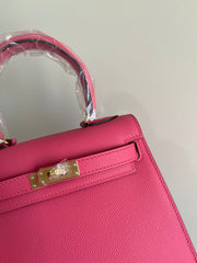 KELLY MINI 20 BAG IN RED PINK CALFSKIN WITH GOLD HARDWARE
