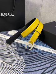 CHANEL 25S BELT 30 MM IN YELLOW CALFSKIN WITH SILVER HARDWARE 615096