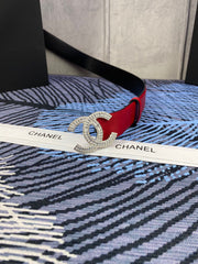 CHANEL 25S BELT 30 MM IN RED CALFSKIN WITH SILVER HARDWARE 615099