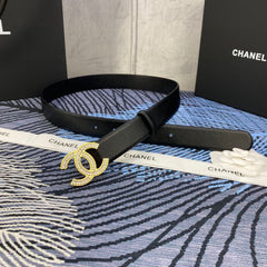 CHANEL 25S BELT 30 MM IN BLACK CALFSKIN WITH GOLD HARDWARE 615100
