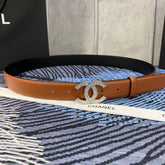 CHANEL 25S BELT 30 MM IN BROWN CALFSKIN WITH SILVER HARDWARE 615101