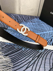 CHANEL 25S BELT 30 MM IN BROWN CALFSKIN WITH SILVER HARDWARE 615101