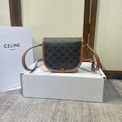 CELINE FOLCO BAG 18 BLACK IN TRIOMPHE CANVAS AND CALFSKIN