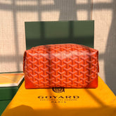 BOWLING TOILETRY BAG 25 IN RED ORANGE GOYARDINE CANVAS AND CALFSKIN