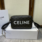 MEDIUM MESSENGER BAG 23 IN BLACK TRIOMPHE CANVAS WITH CELINE PRINT