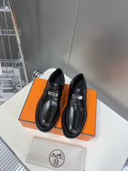 HM 25S LOAFER IN BLACK LAMBSKIN WITH SILVER HARDWARE