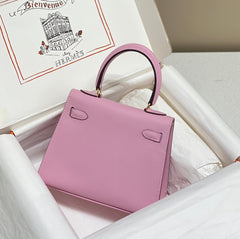 KELLY MINI 20 BAG IN BABY PINK CALFSKIN WITH GOLD HARDWARE