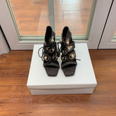 BALMAIN 25S HIGH HEELS 95MM IN CHARCOAL BROWN SUEDE WITH PEARL