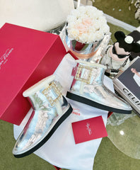 VIV SNOW ANKLE BOOTS IN SILVER PATENT CALFSKIN