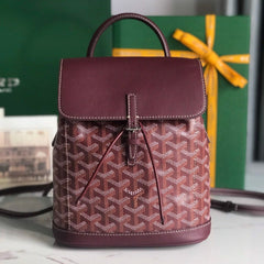 ALPIN MINI BACKPACK 21 IN WINE RED LAMBSKIN AND GOYARDINE CANVAS