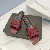 SL TRIBUTE SLIPPERS BERRY CALFSKIN