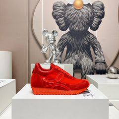 FLOW RUNNER SNEAKER IN RUBY RED SUEDE AND SHEEPSKIN