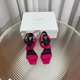 BALMAIN 25S HIGH HEEL SANDALS 95MM IN FUCHSIA SUEDE