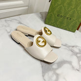 GUCCI 26S BLONDIE SLIPPERS IN CREAM WHITE CALFSKIN