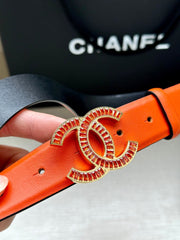 CHANEL 25S BELT 30 MM IN ORANGE CALFSKIN 616965