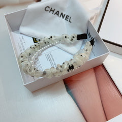 WHITE VOILE FABRIC HAIRBAND WITH PEARL CHAIN 867188