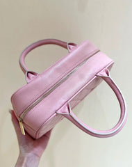 25S CHANEL QUILTED CAVIAR BOWLING BAG 27 IN PINK CALFSKIN