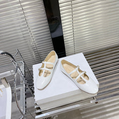 FLAT SANDALS WITH DOUBLE STRAP-DESIGN LEATHER WHITE