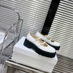 HIGH FLAT SANDALS WITH DOUBLE STRAP-DESIGN LEATHER WHITE