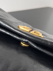 MONACO SMALL BAG 28 IN BLACK ARENA CALFSKIN GOLD HARDWARE