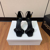 BALMAIN 25S ANKLE STRAP HIGH HEEL 95MM IN BLACK CALFSKIN