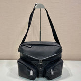 CROSSBODY BAG 29 IN BLACK RE-NYLON AND CALFSKIN TRIM