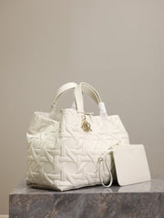 MEDIUM 37 TOUJOURS BAG IN WHITE CANNAGE GRAPHIC LAMBSKIN