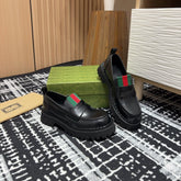 GG LOAFER WITH WEB IN BLACK CALFSKIN