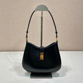 CLEO SHOULDER BAG 22 IN BLACK BRUSHED LAMBSKIN WITH CLASP CLOSURE