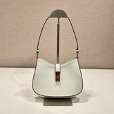 CLEO SHOULDER BAG 22 IN WHITE BRUSHED LAMBSKIN WITH CLASP CLOSURE