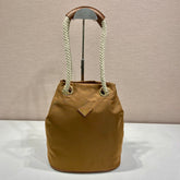 BUCKET BAG 28 IN SEPIA BROWN RE-NYLON GOLD LOGO