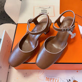 KLEO HIGH SLINGBACK IN BRONZE BROWN CALFSKIN