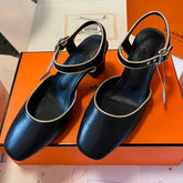 KLEO HIGH SLINGBACK IN BLACK CALFSKIN