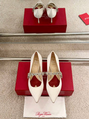 EFFLORESCENCE MARY JANE PUMPS IN WHITE SILK