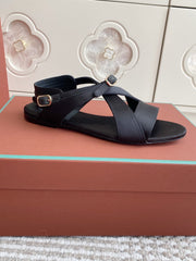 SANDALS IN BLACK SATIN