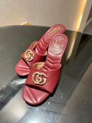 GG HIGH HEELS 70 IN RED LAMBSKIN GOLD HARDWARE WITH CRYSTALS