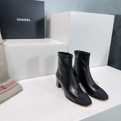 CHANEL ANKLE BOOTS 25S 45 MM IN BLACK LAMBSKIN WITH ZIPPER