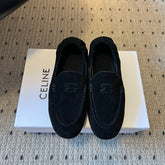 CELINE 25S LOAFERS FLAT IN BLACK SUEDE