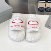 BALENCIAGA 25S SLIPPERS IN WHITE WOOL
